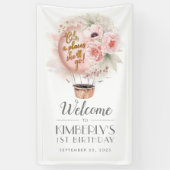 熱気球フローラ誕生日パーティーへようこそ 横断幕 (縦)