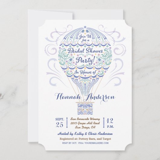 熱気球ブライダルシャワー招待II 招待状 (正面)