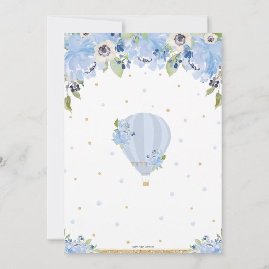 熱気球ブルーフローラシャワーボーイ 招待状 (裏面)