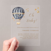 熱気球ブルーボーイスター赤ちゃんシャワー アクリル招待状 (インサイチュ (ポータブル))