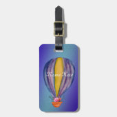 熱気球ブルー背景カスタム ラゲッジタグ (正面縦)