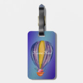 熱気球ブルー背景カスタム ラゲッジタグ (裏面縦)