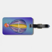 熱気球ブルー背景カスタム ラゲッジタグ (裏面横)