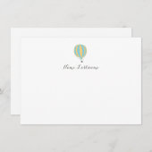 熱気球ブルー黄色の文房具カスタム具 ノートカード (正面/裏面)