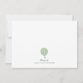 熱気球ブルー黄色の文房具カスタム具 ノートカード (裏面)