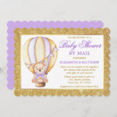 熱気球ベアグリッター紫シャワーバイメール 招待状 (正面/裏面)