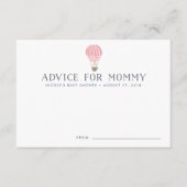 熱気球ベビーシャワーアドバイスカード |ピンク アドバイスカード (正面)