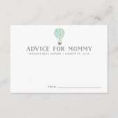 熱気球ベビーシャワーアドバイスカード |ミント アドバイスカード (正面)