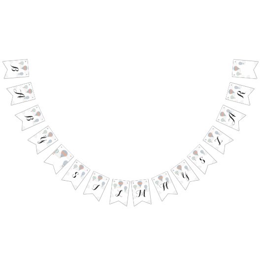 熱気球ベビーシャワーサイン バンティングフラッグ (全)