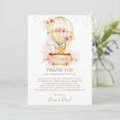 熱気球ベビーシャワージャングル動物ガール サンキューカード (スタンド正面)