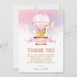 熱気球ベビーシャワージャングル動物ガール サンキューカード