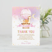 熱気球ベビーシャワージャングル動物ガール サンキューカード (スタンド正面)