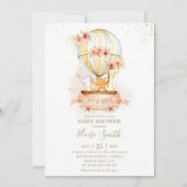 熱気球ベビーシャワージャングル動物ガール 招待状 (正面)