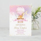 熱気球ベビーシャワージャングル動物ガール 招待状 (スタンド正面)