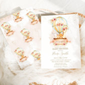 熱気球ベビーシャワージャングル動物ガール 招待状