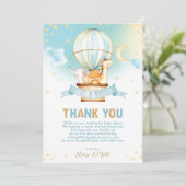 熱気球ベビーシャワージャングル動物ボーイ サンキューカード (スタンド正面)