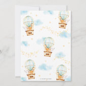 熱気球ベビーシャワージャングル動物ボーイ サンキューカード (裏面)