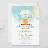 熱気球ベビーシャワージャングル動物ボーイ 招待状 (正面)