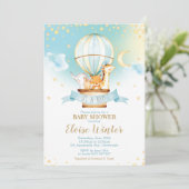 熱気球ベビーシャワージャングル動物ボーイ 招待状 (スタンド正面)