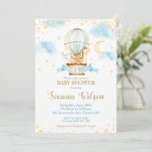 熱気球ベビーシャワージャングル動物ボーイ 招待状 (スタンド正面)