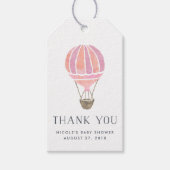 熱気球ベビーシャワーメッセージカード |ピンク ギフトタグ (正面)