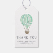 熱気球ベビーシャワーメッセージカード |ミント ギフトタグ (正面)