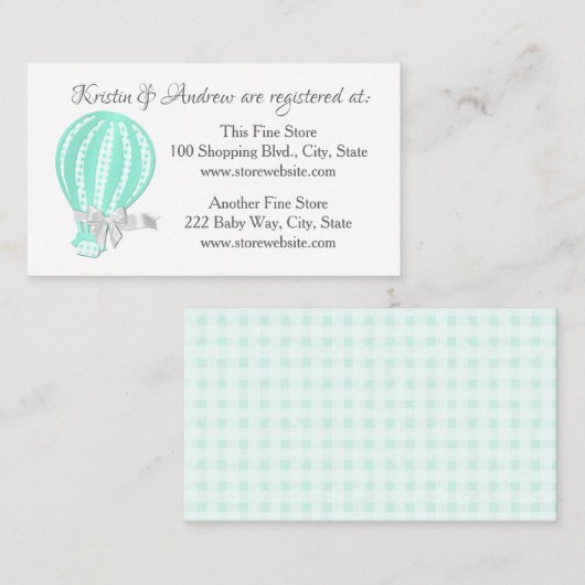 熱気球ベビーシャワーレジストリ エンクロージャーカード (正面/裏面)
