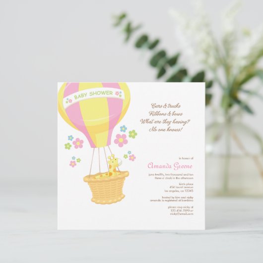 熱気球ベビーシャワー招待状カード 招待状 (スタンド正面)