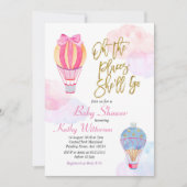 熱気球ベビーシャワー招待状ガール 招待状 (正面)