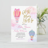熱気球ベビーシャワー招待状ガール 招待状 (スタンド正面)