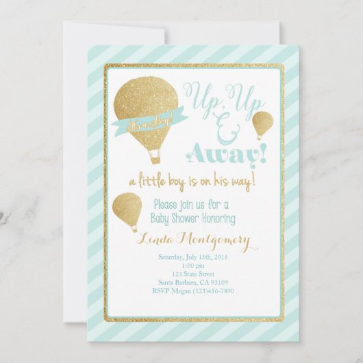 熱気球ベビーシャワー招待状 招待状 (正面)