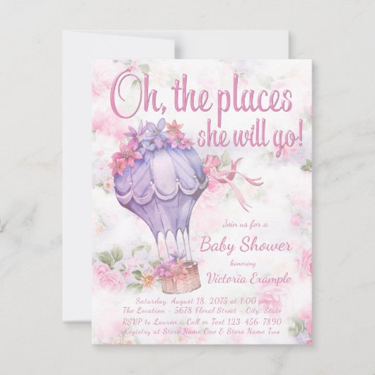 熱気球ベビーシャワー招待状 招待状 (正面)