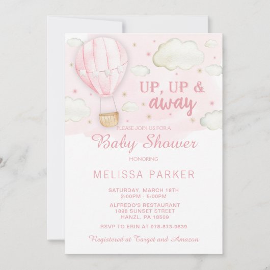 熱気球ベビーシャワー招待状 招待状 (正面)
