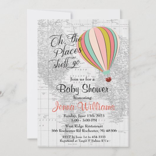 熱気球ベビーシャワー招待状 招待状 (正面)