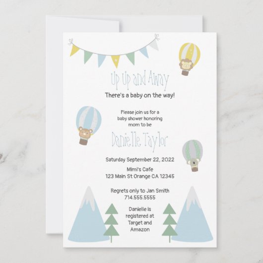熱気球ベビーシャワー招待状 招待状 (正面)
