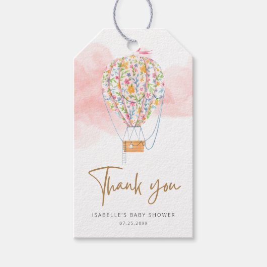 熱気球ベビーシャワー ギフトタグ (正面)