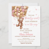 熱気球ベビーシャワー（女の子） 招待状 (正面)