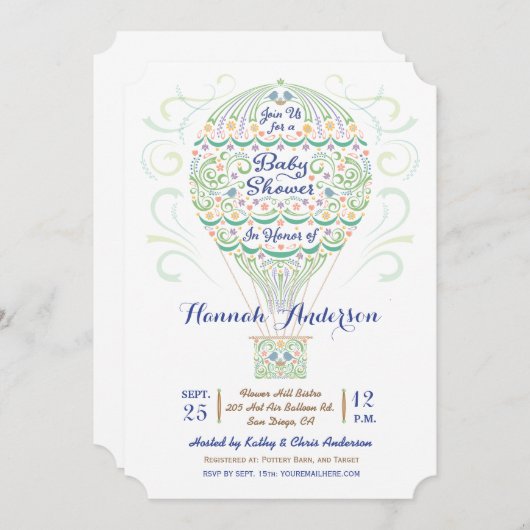 熱気球ベビーシャ男女兼用ワー 招待状 (正面/裏面)