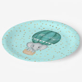 熱気球ベビーゾウのシャワー ペーパープレート (アングル)
