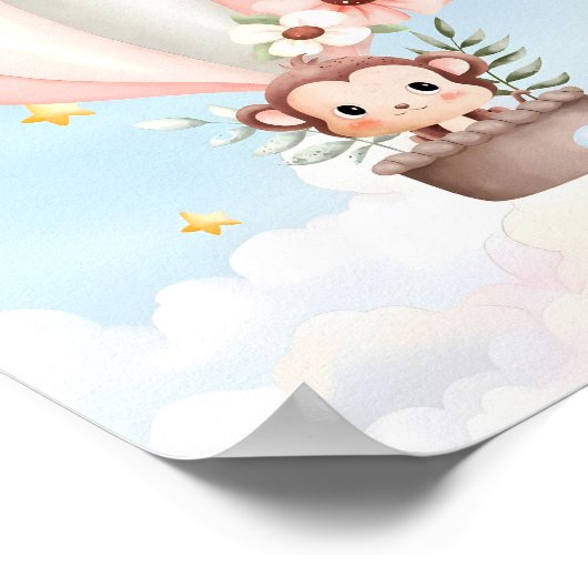 熱気球ベビーモンキーポスター ポスター (角)