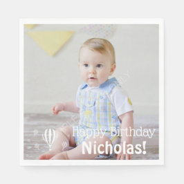 熱気球ベビー初の誕生日写真 スタンダードランチョンナプキン