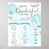 熱気球ボーイファースト誕生日マイルストーン ポスター (正面)