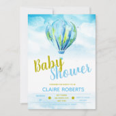 熱気球ボーイベビーシャワー招待状 招待状 (正面)