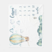 熱気球マイルストーンブランケットボーイパーソナライズされた フリースブランケット (正面)