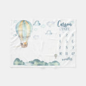 熱気球マイルストーンブランケットボーイパーソナライズされた フリースブランケット (正面(横))