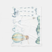 熱気球マイルストーンブランケットボーイパーソナライズされた フリースブランケット (正面)