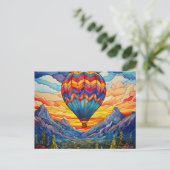 熱気球マウンテンバレーステンドグラス ポストカード (スタンド正面)