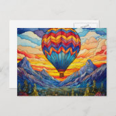 熱気球マウンテンバレーステンドグラス ポストカード (正面/裏面)