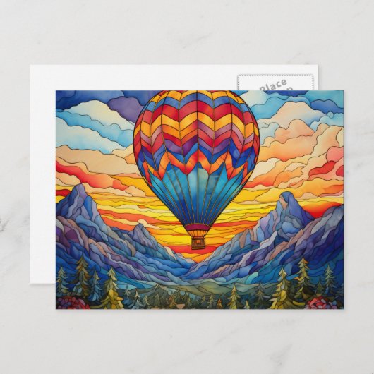 熱気球マウンテンバレーステンドグラス ポストカード (正面/裏面)