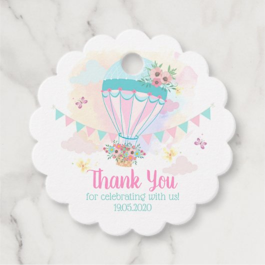 熱気球メッセージカード/ありがとうラベル フェイバータグ (正面)